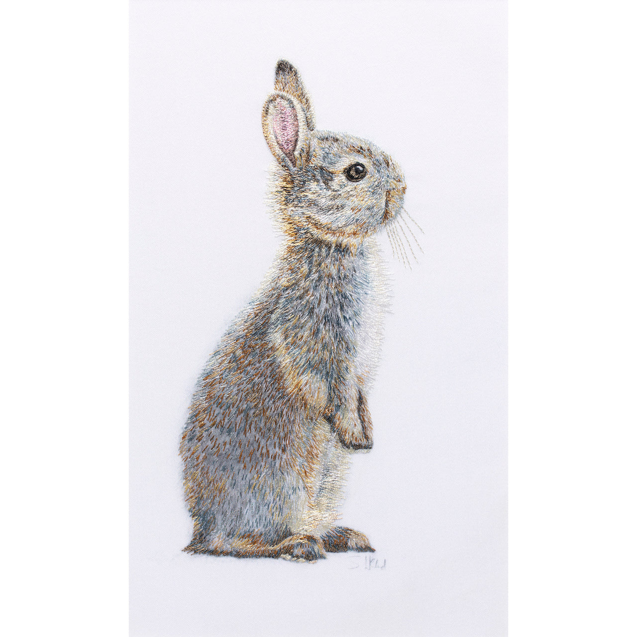 Bushy bunny hand embroidered artwork
