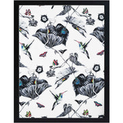 Hummingbird hand embroidered artwork framed