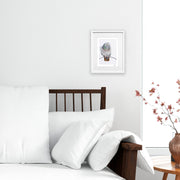 Pigeon embroidery print on bedroom wall