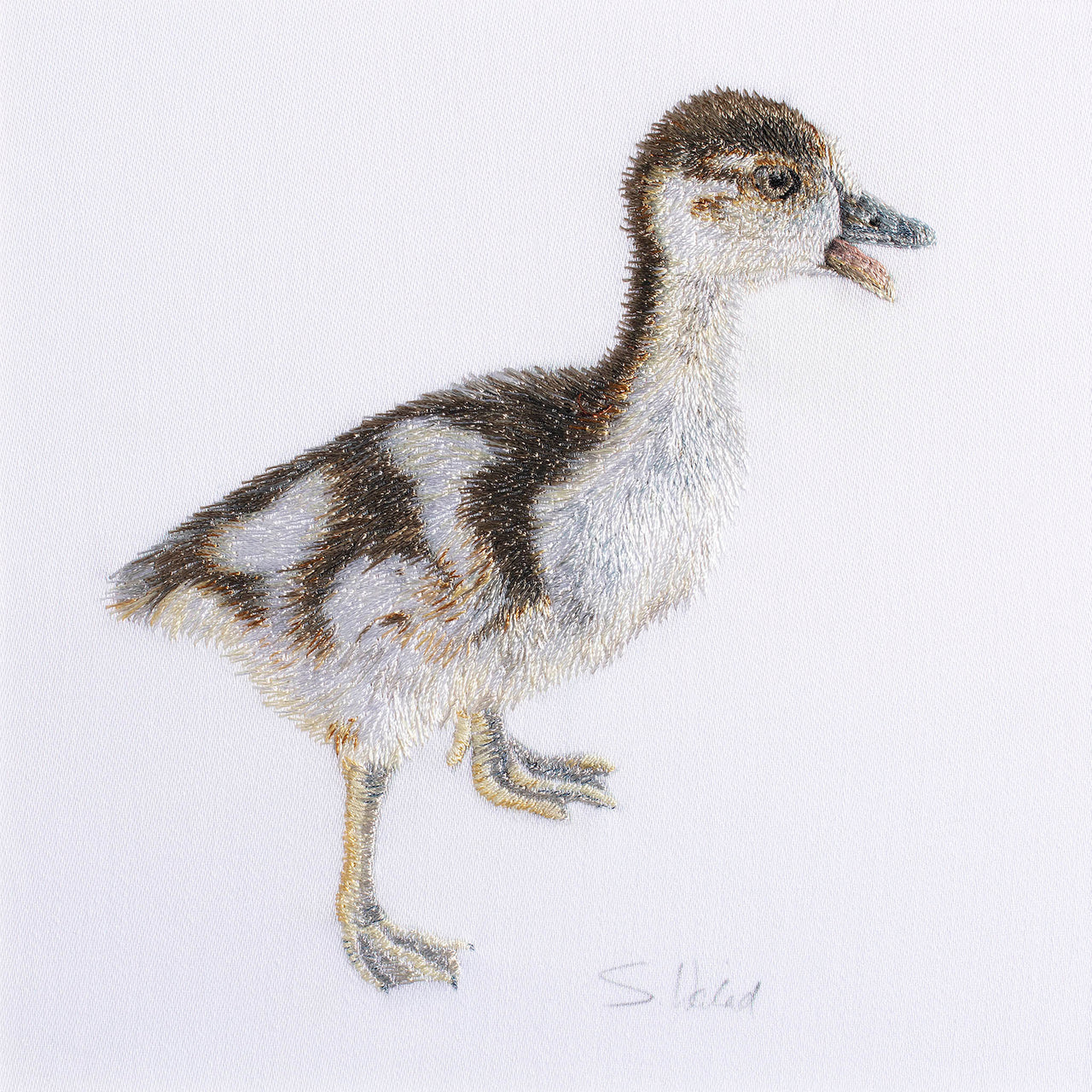 Gosling hand embroidered artwork