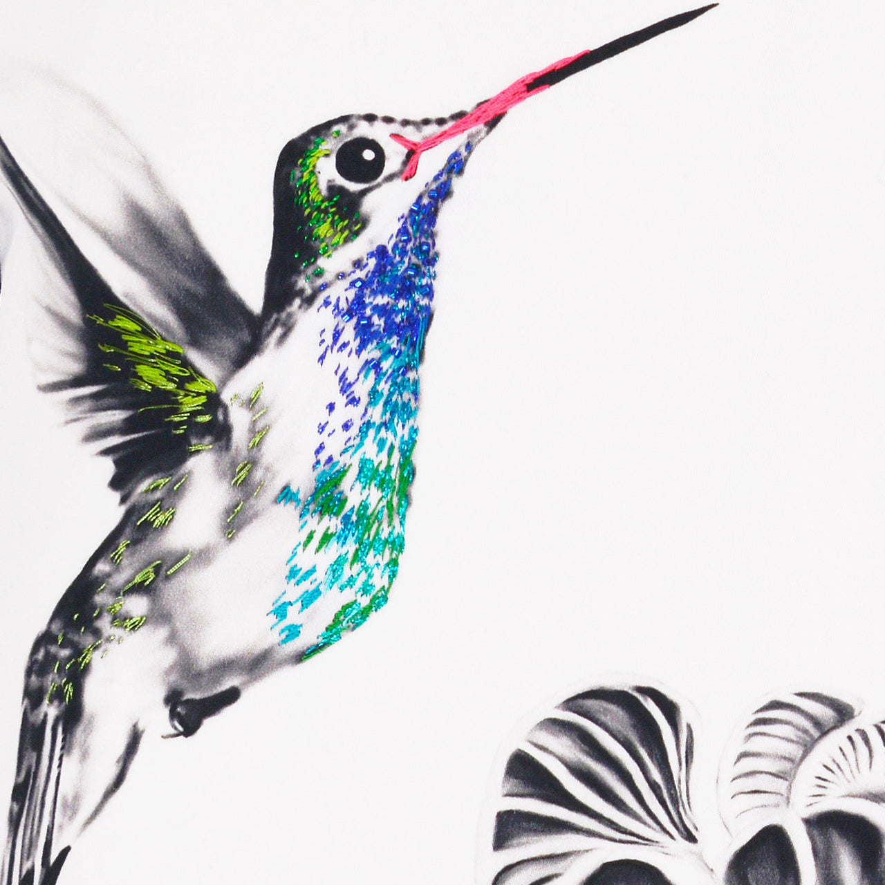 Hummingbird Hand Embroidered Cushion and Beaded Cushion - Henry