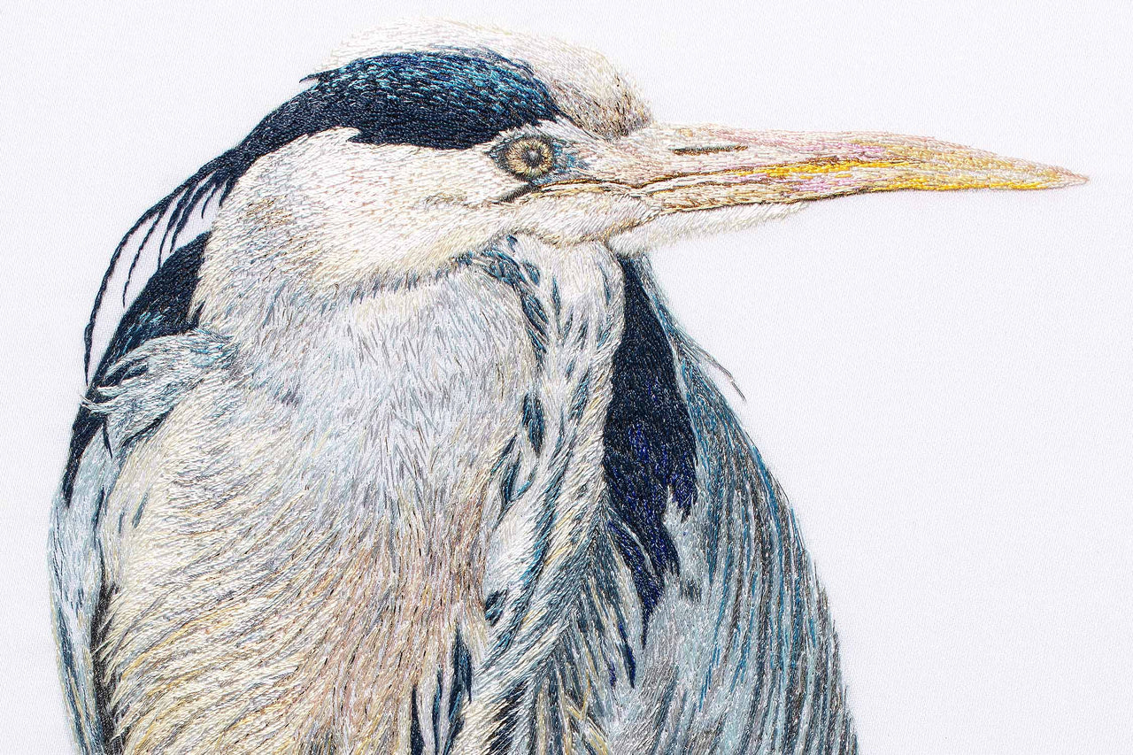 Richmond Heron hand embroidered artwork