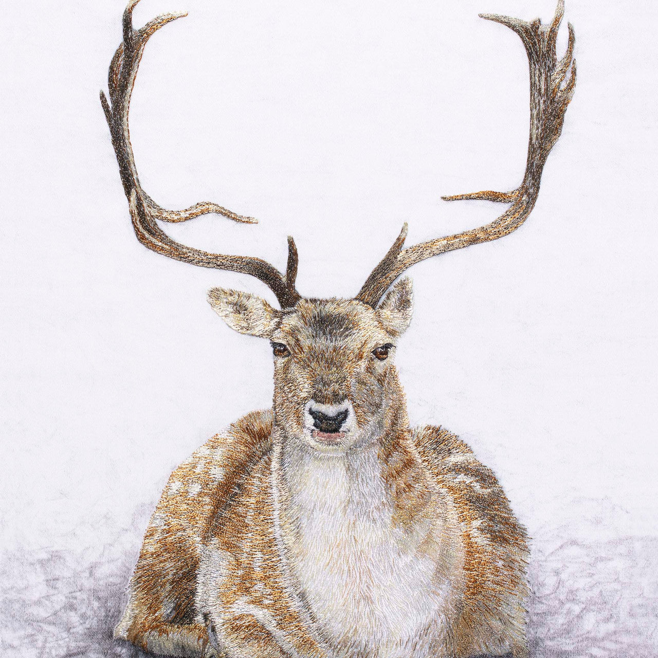 Hand embroidered siting deer limited edition print