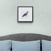 limited edition print of a Jackdaw hand embroidery in black frame