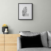 Owl pencil drawing print on wall