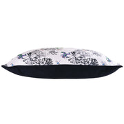 Botanical bolster cushion with hand embroidered frogs and fish side view