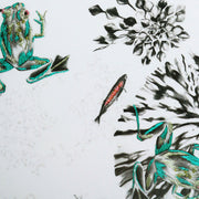 Hand Embroidered Frogs Artwork close up