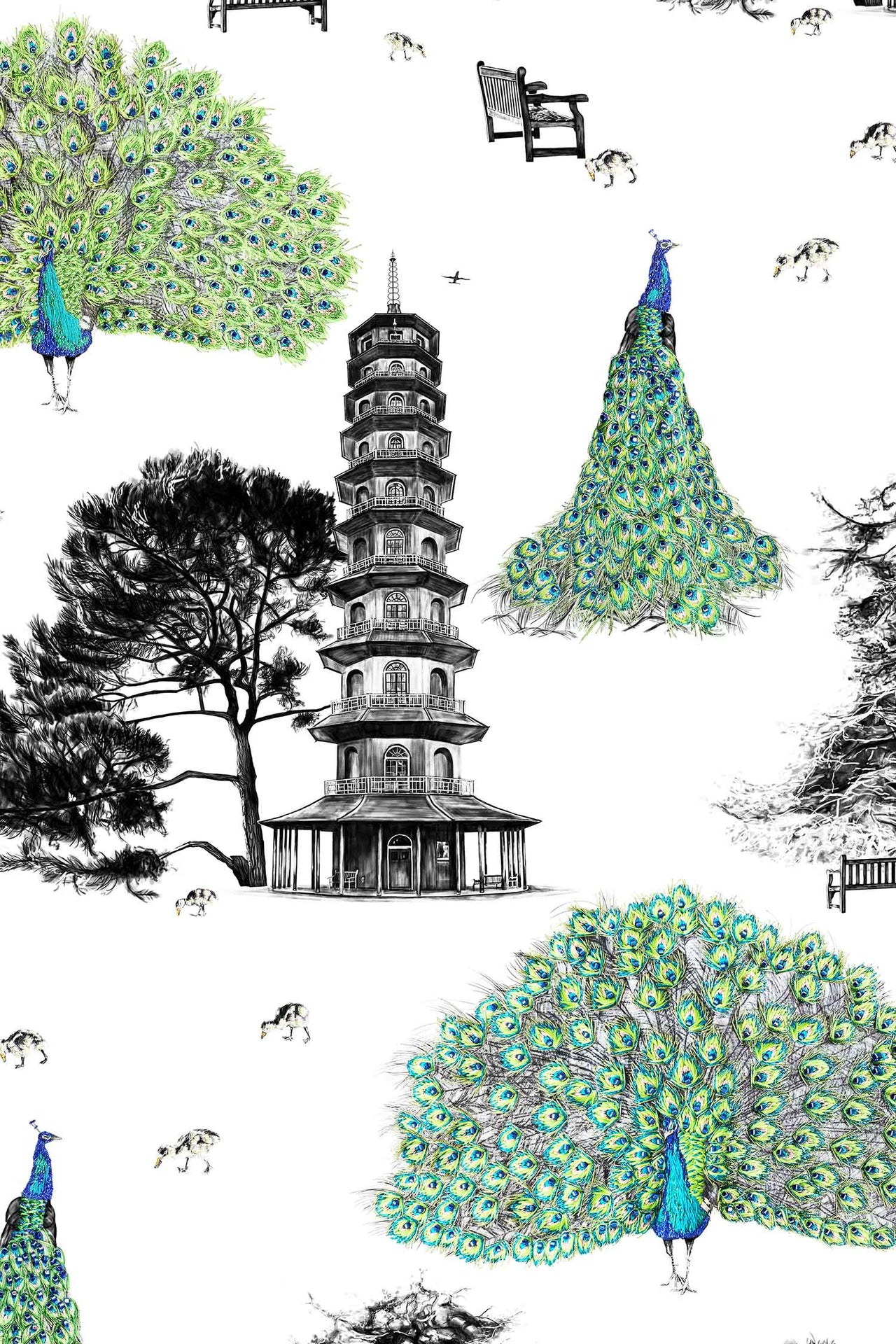 Peacock wallpaper sample