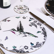 White hummingbird placemat on the table