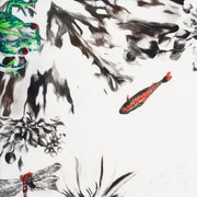 Hand Embroidered Frogs Artwork close up