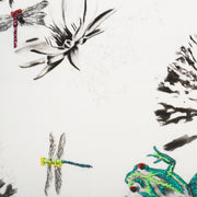 Hand Embroidered Frogs Artwork close up