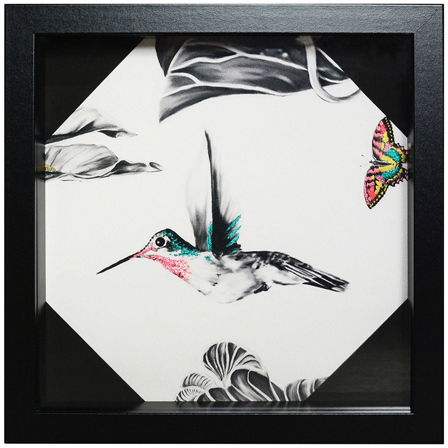 Hand Embroidered Hummingbird Artwork