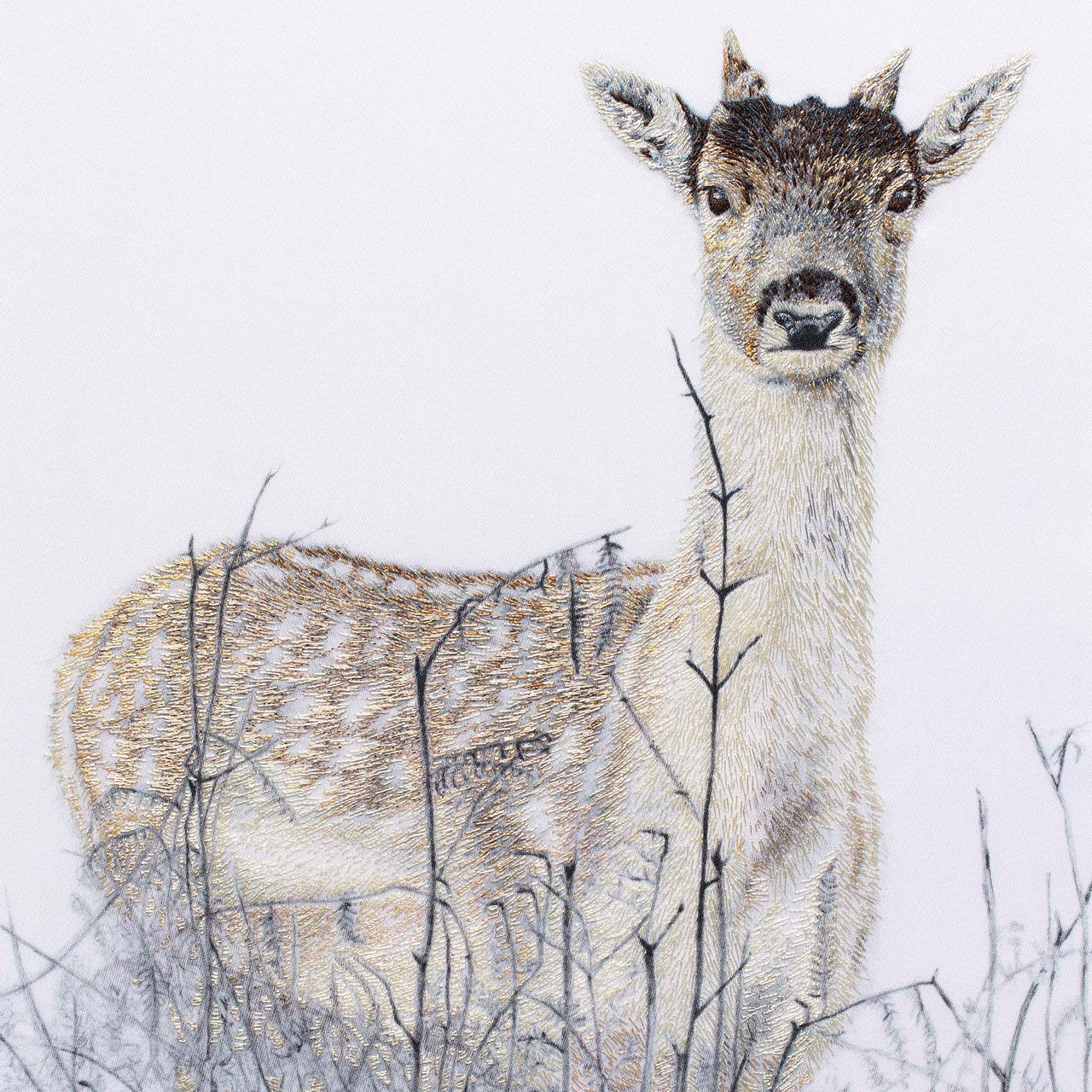 Deer hand embroidered limited edition print