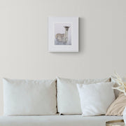 Deer hand embroidered limited edition print in frame on the wall