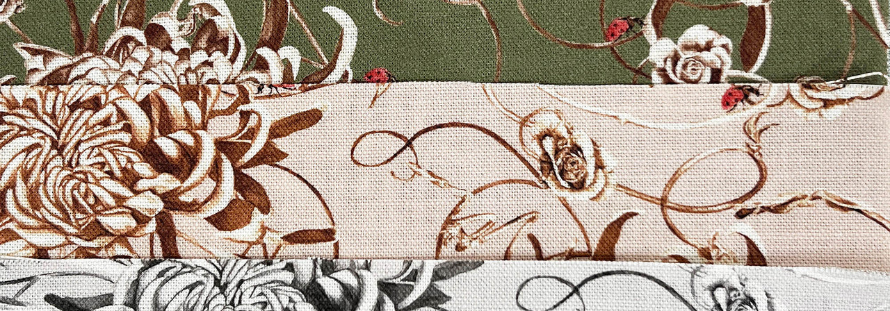 Entangled chrysanthemums linen fabric samples