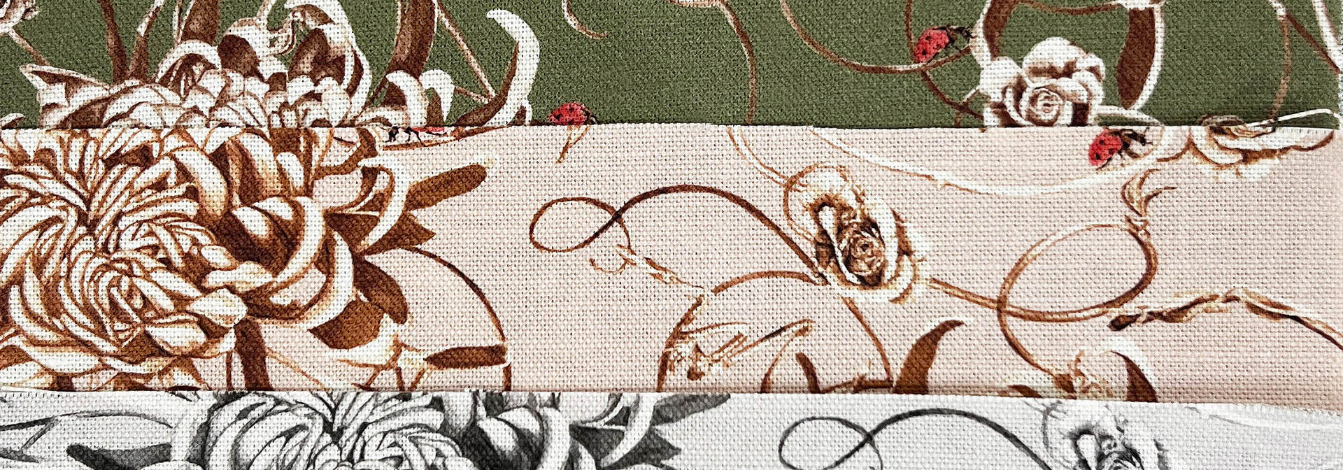 Entangled chrysanthemums linen fabric samples