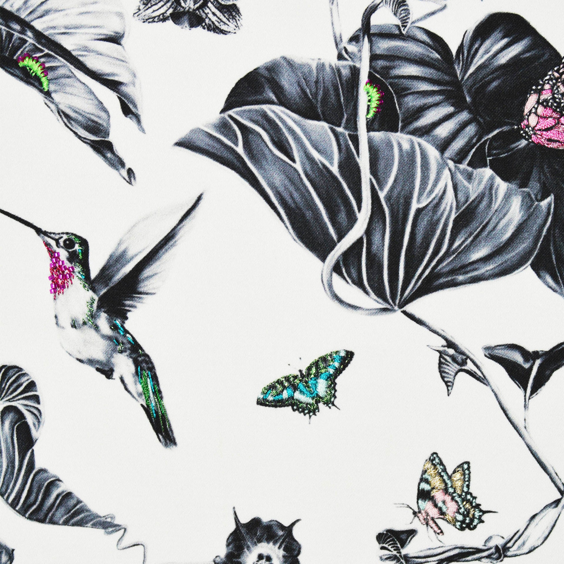 Hummingbird hand embroidered artwork 