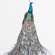 Hand embroidered peacock artwork