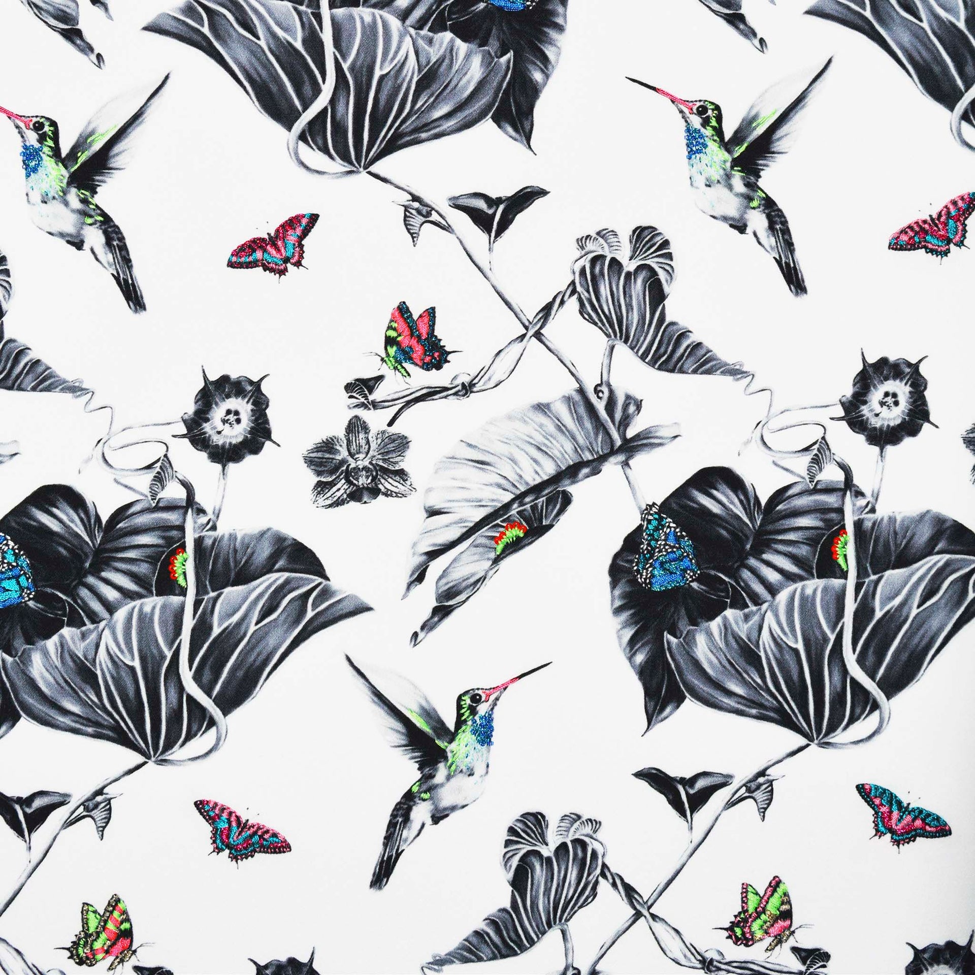 Hummingbird hand embroidered artwork