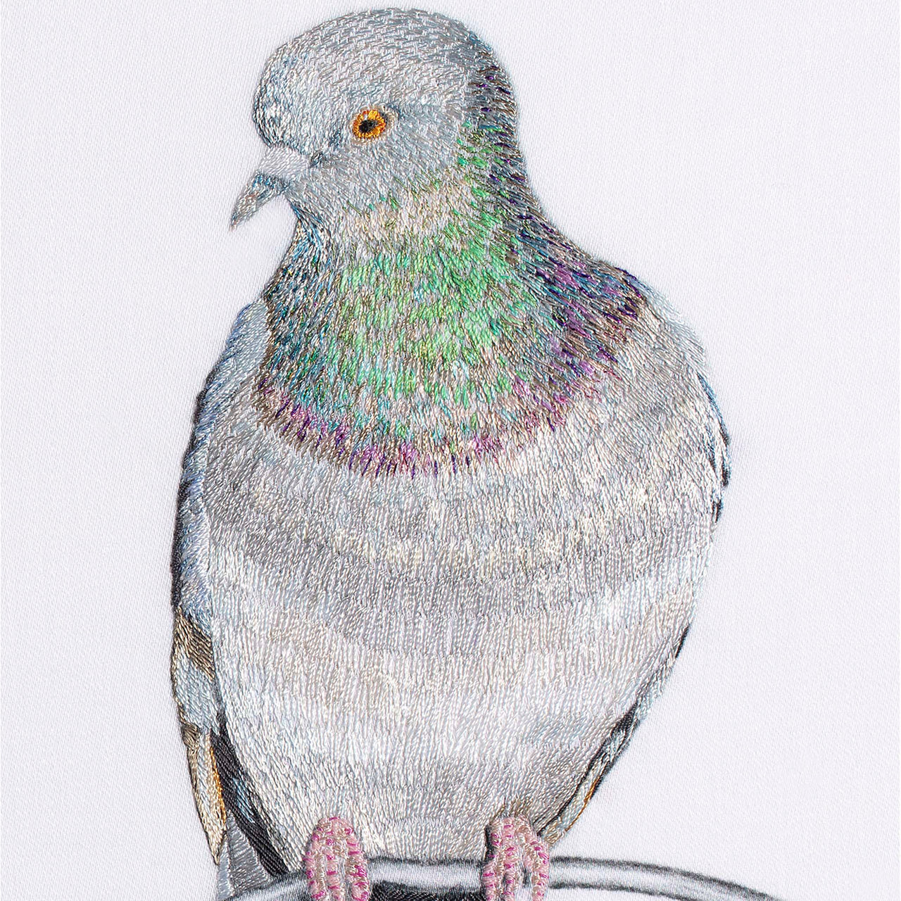 Limited edition print of hand embroidered pigeon