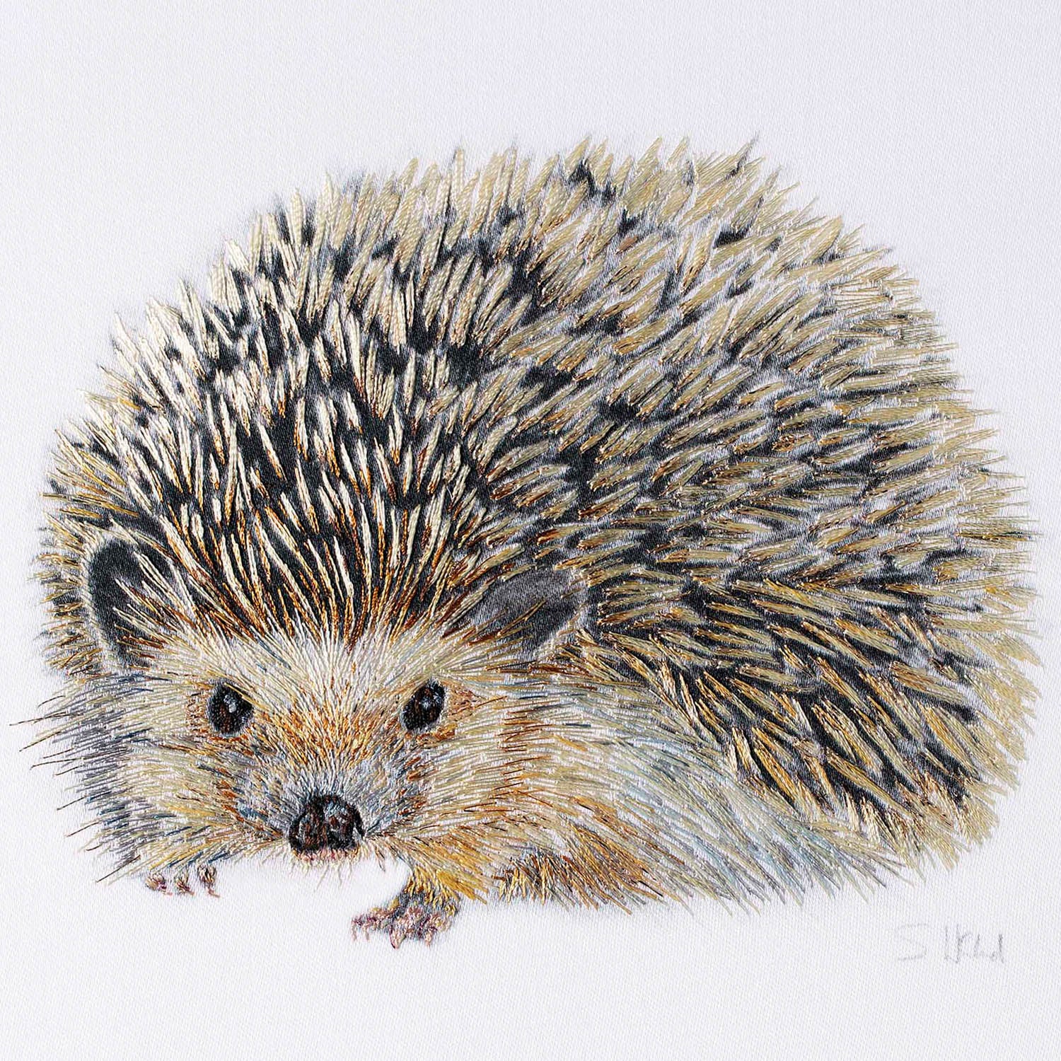 hedgehog hand embroidered artwork 