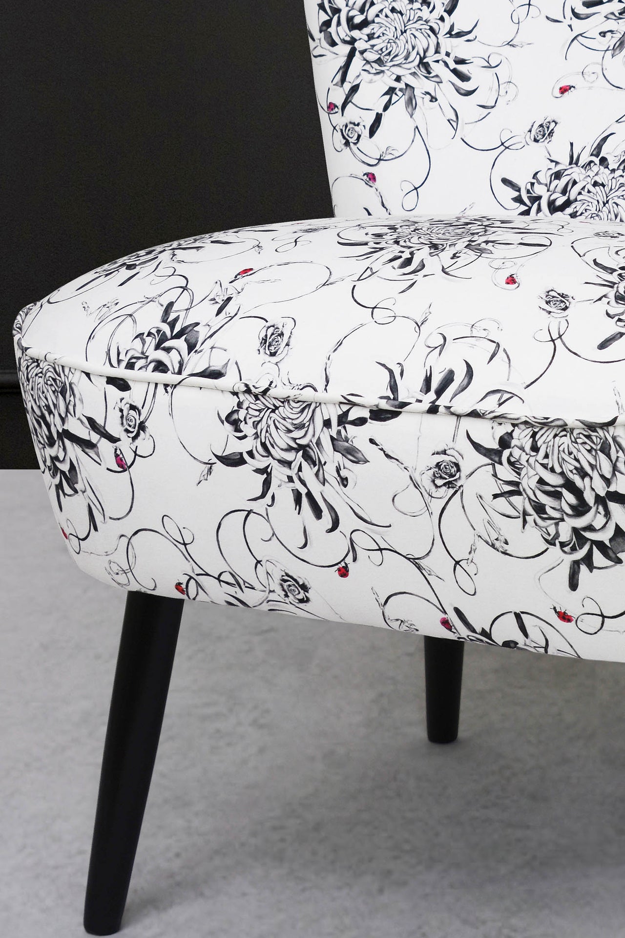 Botanical fabric on chair
