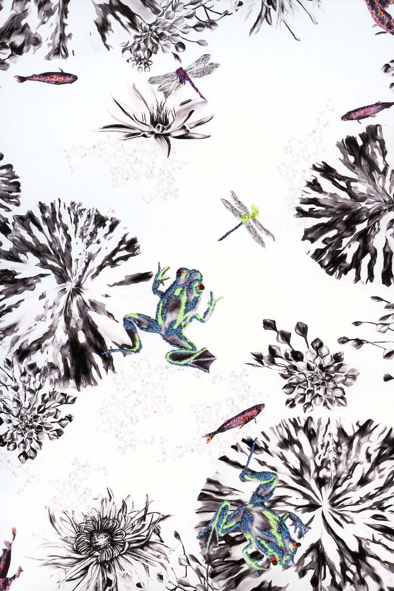 Frogs on a Lily Pad Wallpaper  - Green