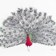 Original peacock hand embroidered artwork 