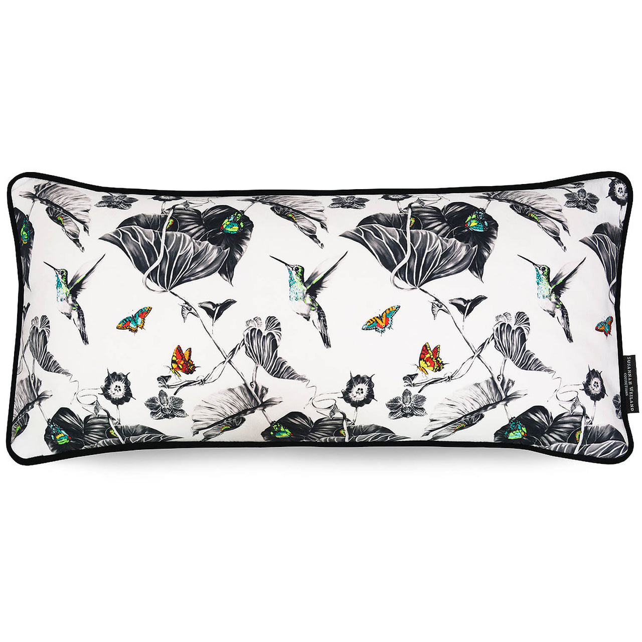 Aqua Hummingbirds Bolster Cushion