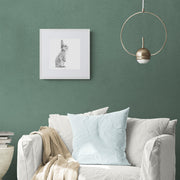 Bunny rabbit pencil drawing print on wall
