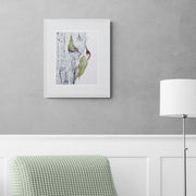 Woodpeckers hand embroidered limited edition print on wall
