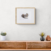 Squirrel hand embroidery limited edition print framed on the wall