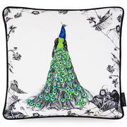 Hand embroidered green peacock cushion