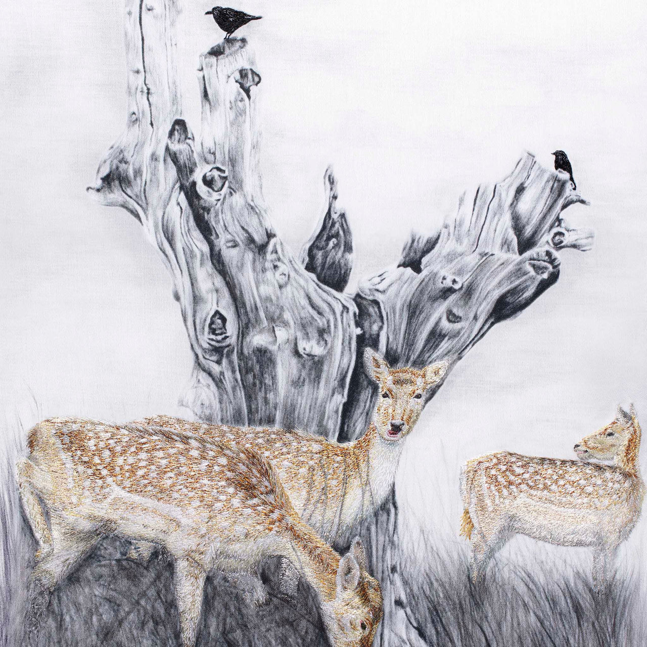 Deer hand embroidery print
