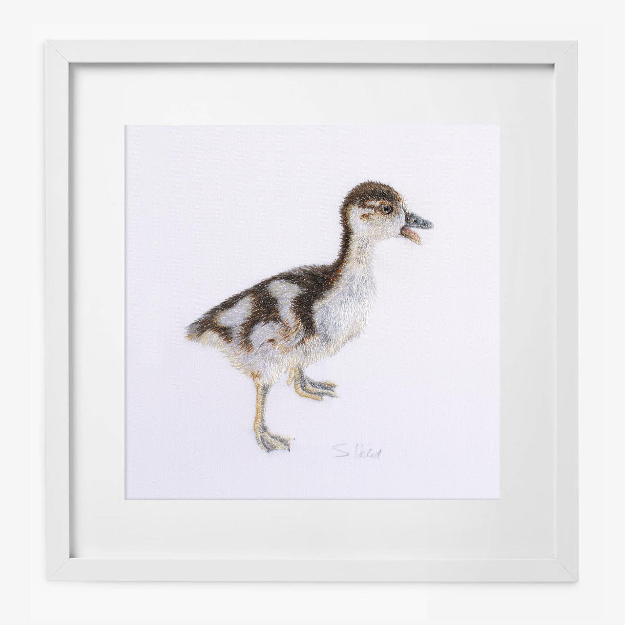 Gosling hand embroidered limited edition print in frame