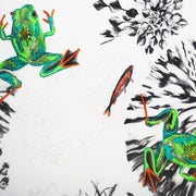 Hand Embroidered Frogs Artwork close up