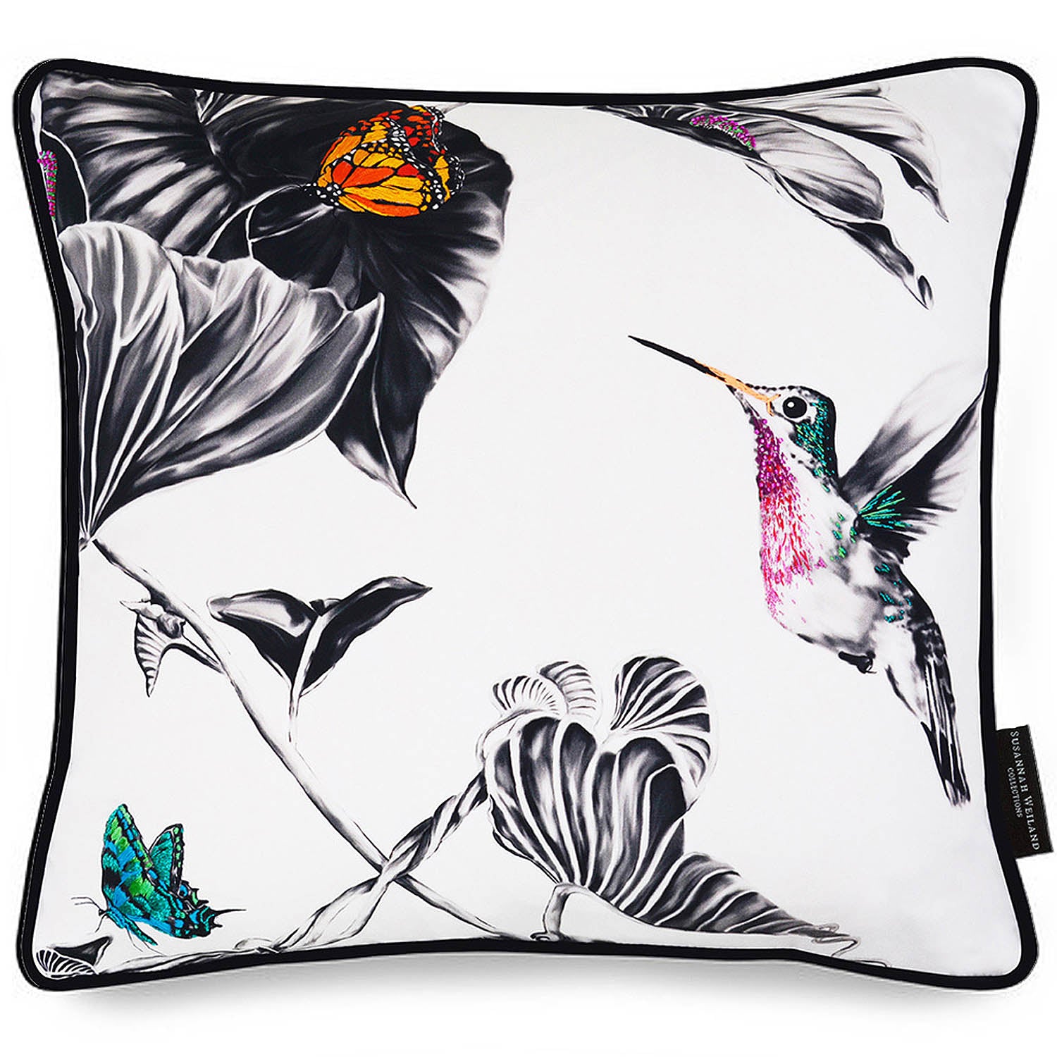Hummingbird Hand Embroidered Cushion and Beaded Cushion