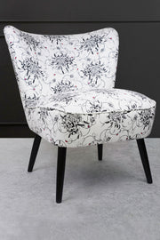 cocktail chair with floral chrysanthemum fabric angle view