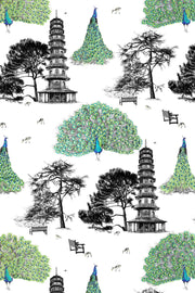 Green kew peacocks wallpaper.