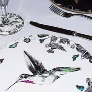 White hummingbird placemat close up