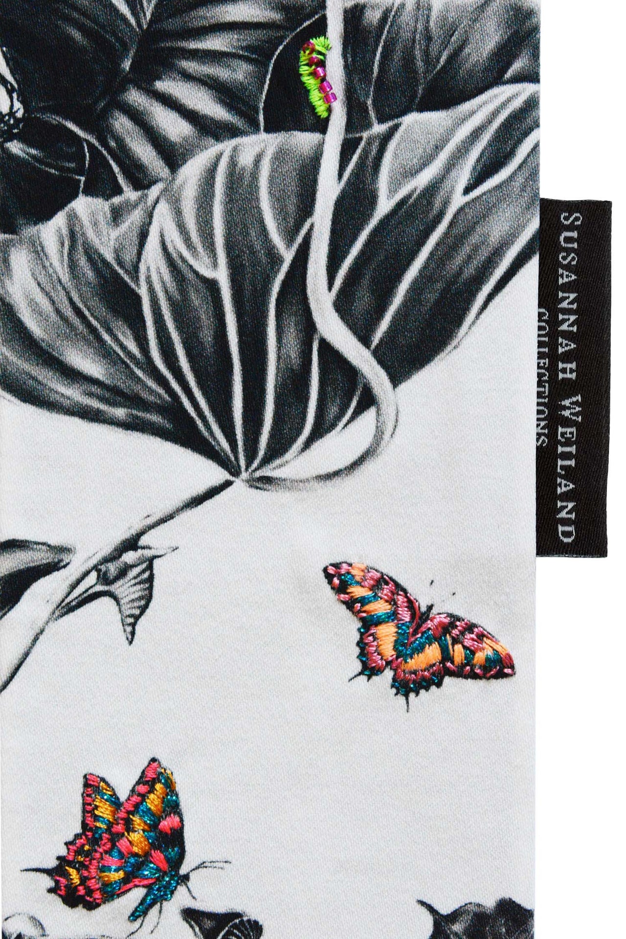 Peach &amp; Blue Butterfly Embroidered Bookmark