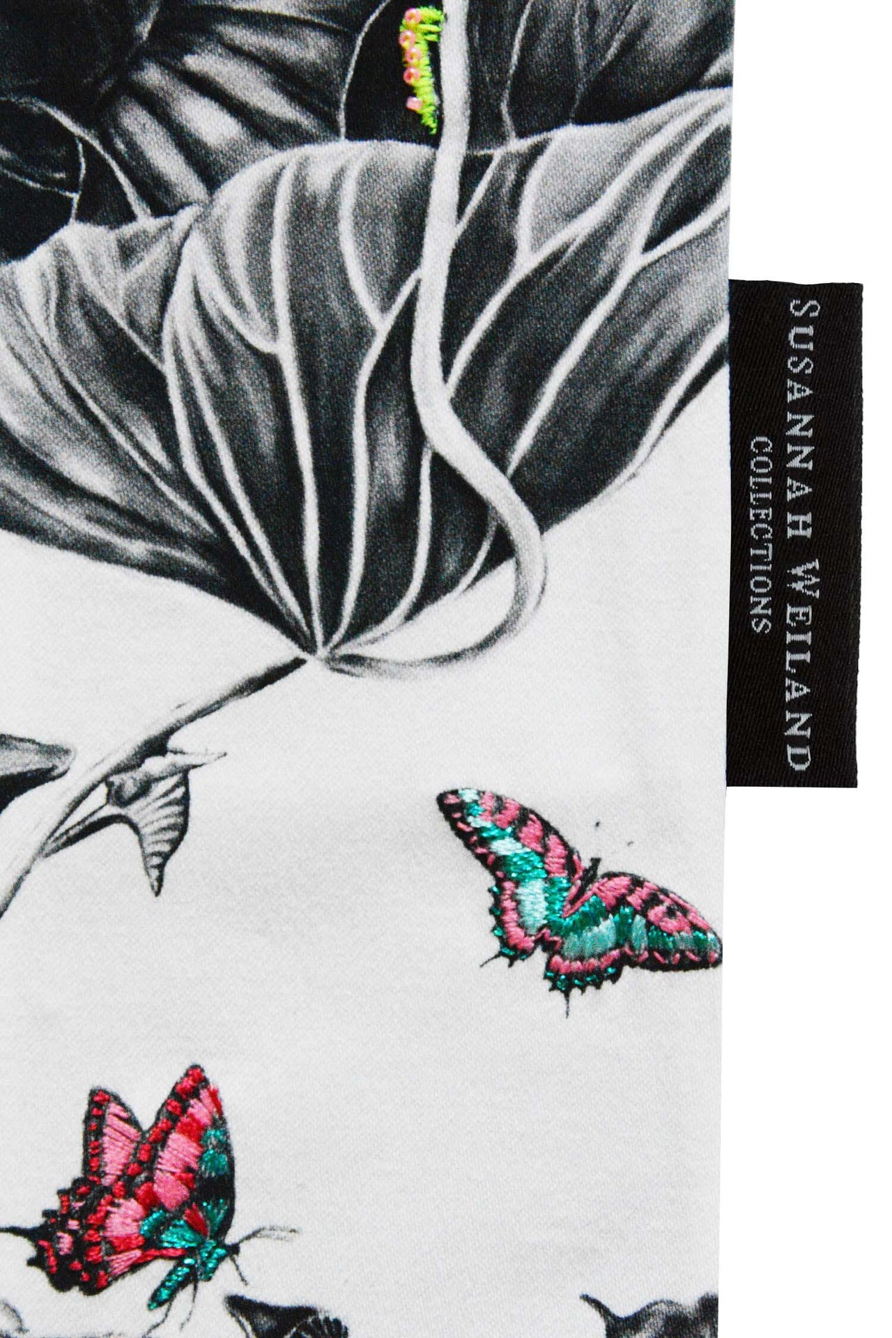 Turquoise &amp; Pink Butterfly Embroidered Bookmark