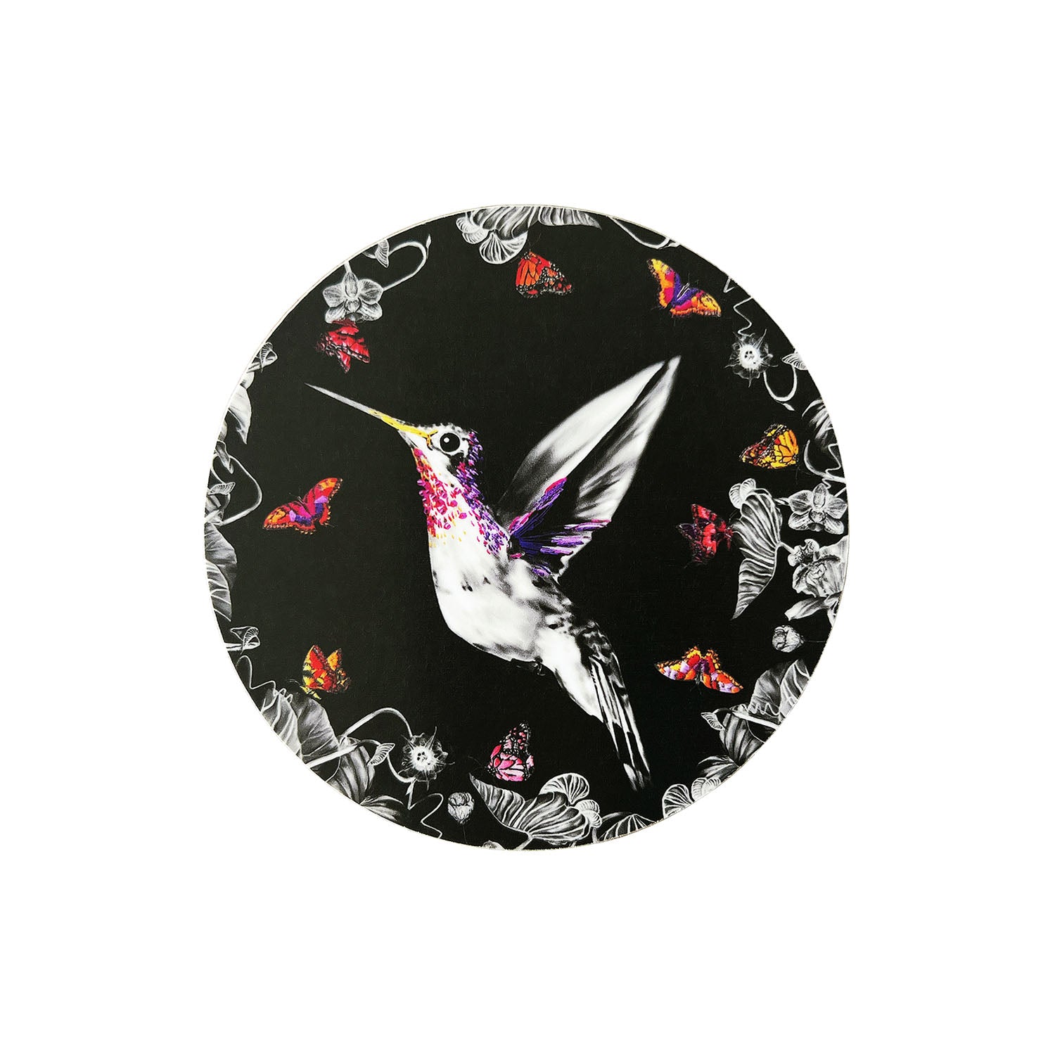 Black hummingbird coaster