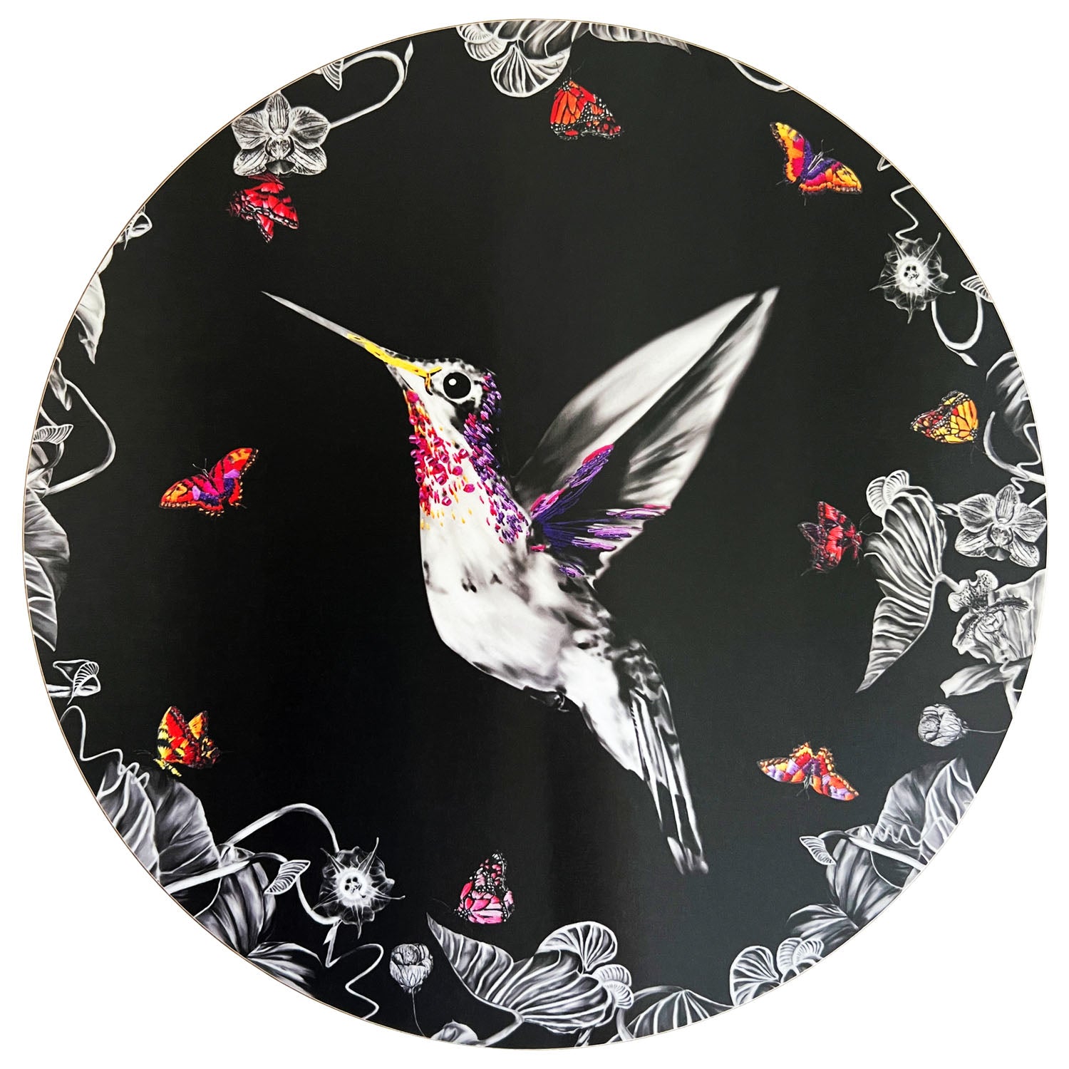 Black hummingbird placemat