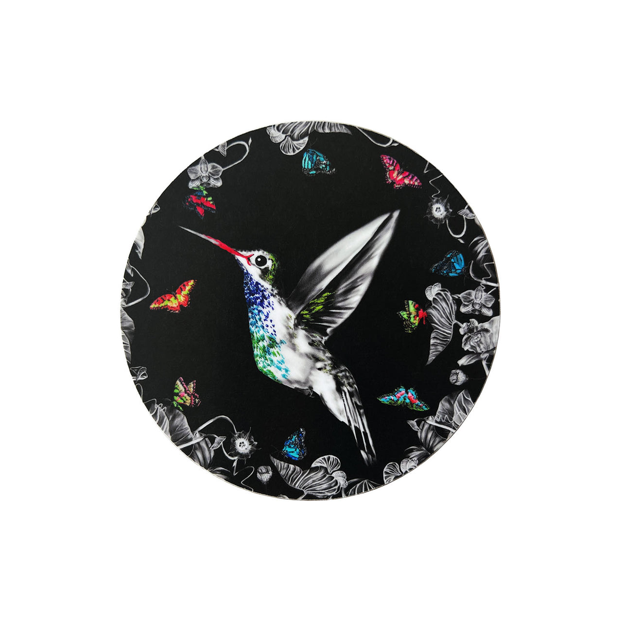 Black hummingbird coaster