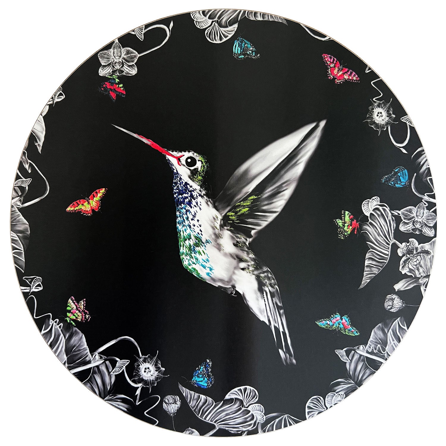Black hummingbird placemat