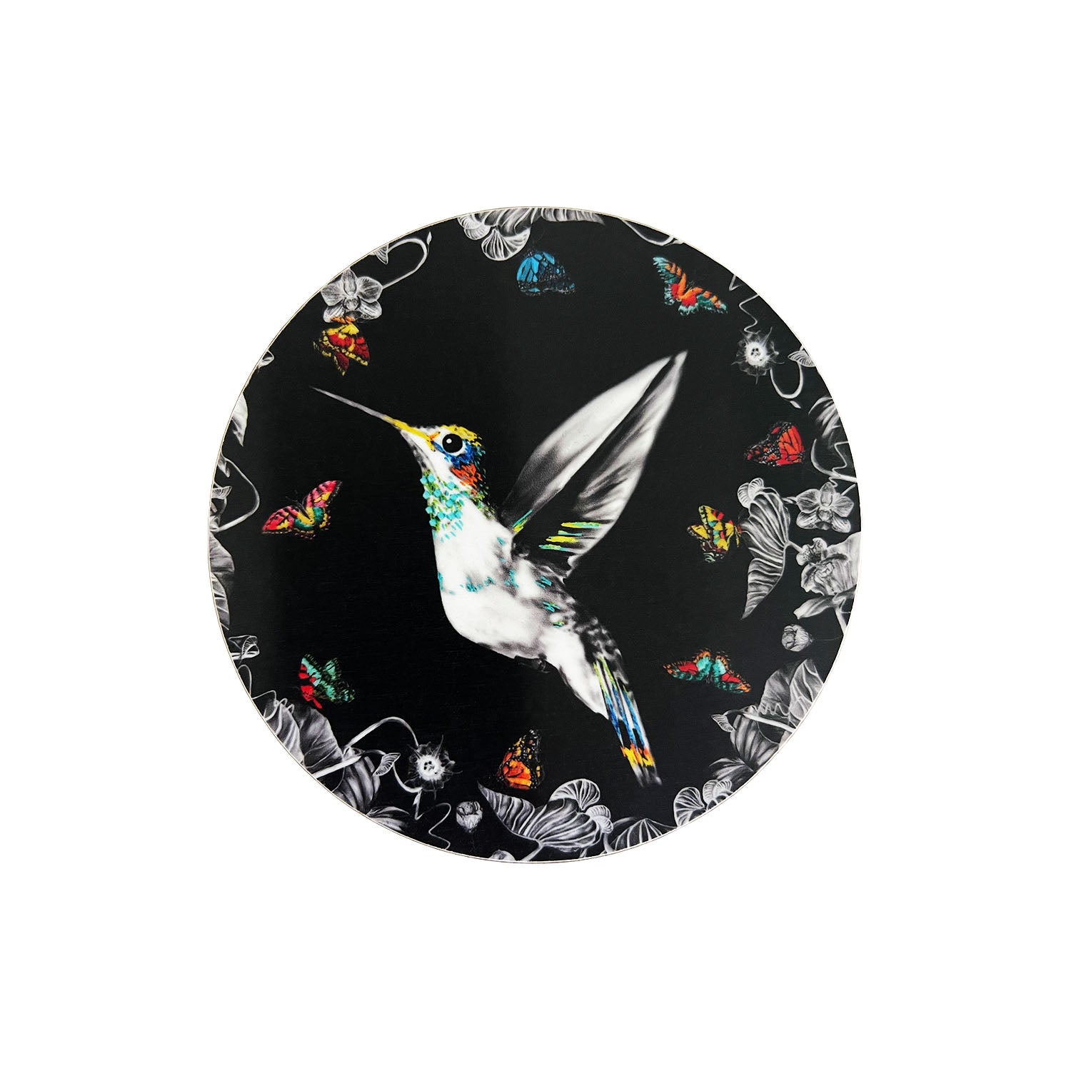 Black hummingbird coaster
