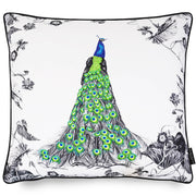 Luxury peacock cushion with hand embroidered detail