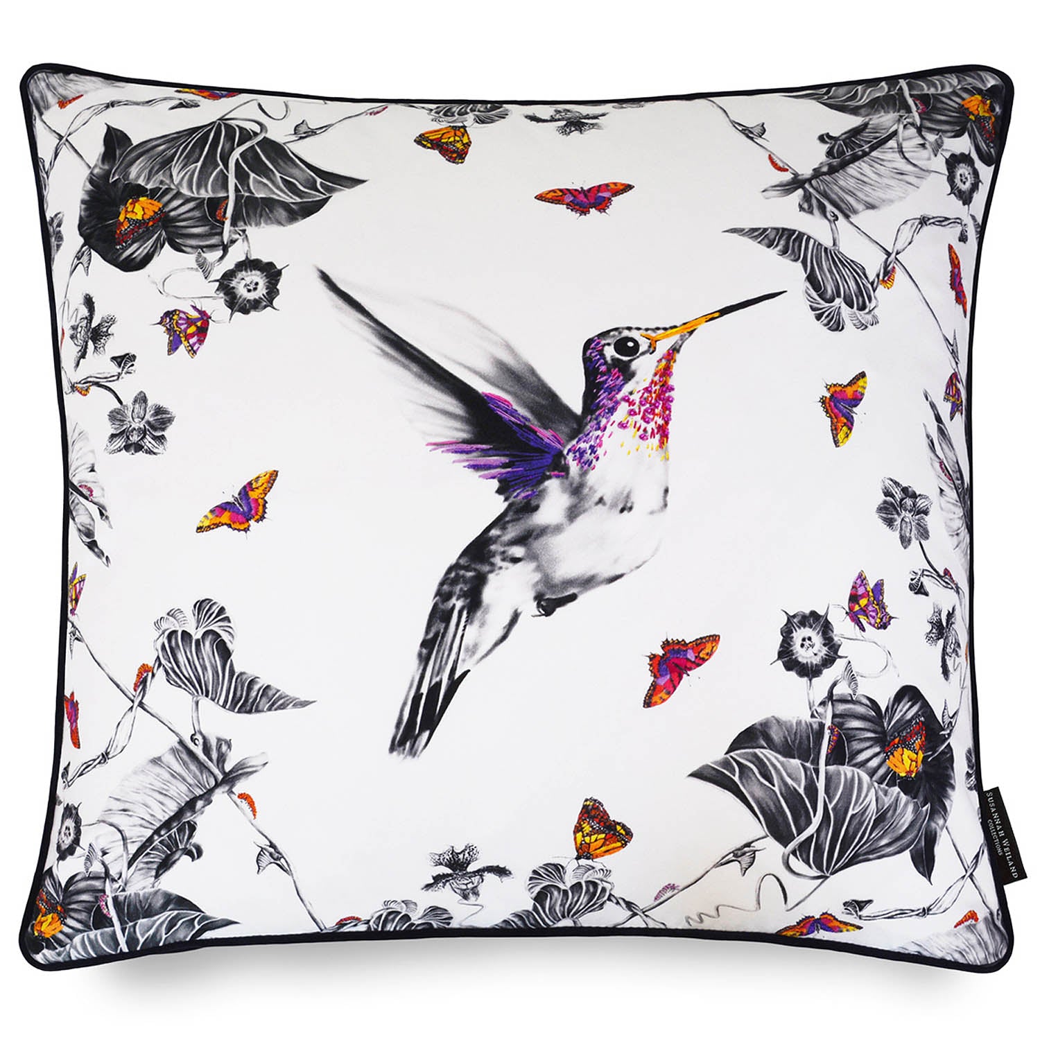 The Hummingbird Hand Embroidered Cushion