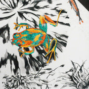 Hand Embroidered Frogs Artwork close up